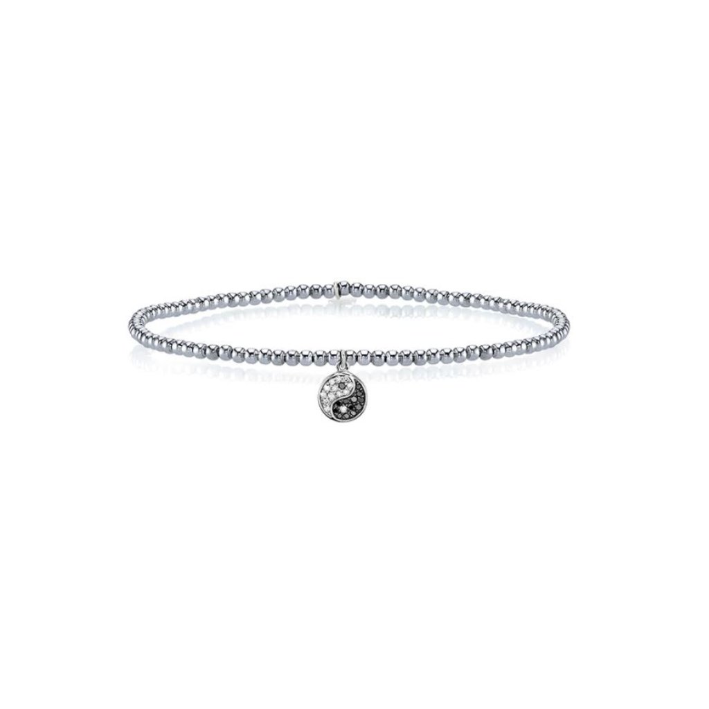 Sydney Evan Gold & Diamond Mini Yin Yang On 14k White Gold Beads Bracelet
